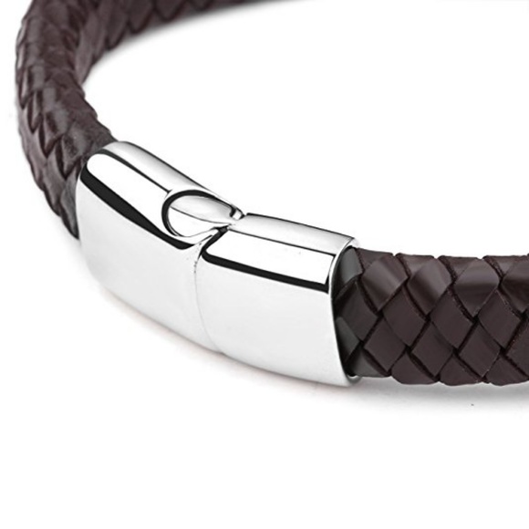 New Stylish Men Braided Leather Bracelet Bangle - Picture 4 of 4